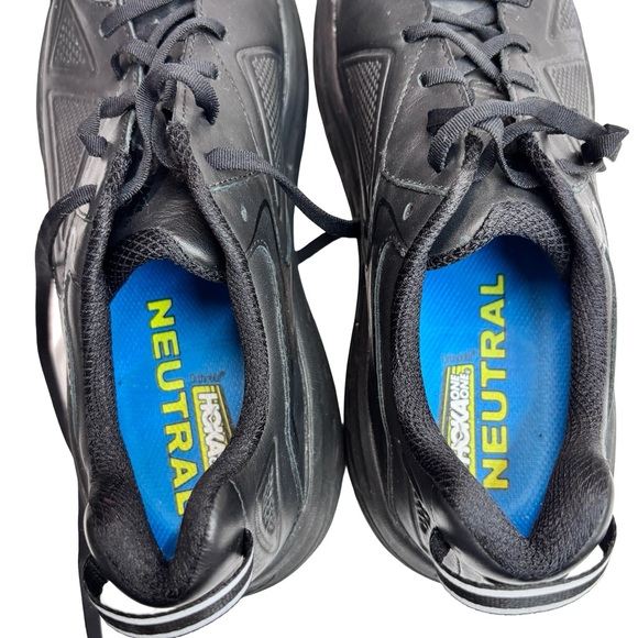 Hoka One One Men\'s Bondi Black Leather Athletic Shoes 9.5